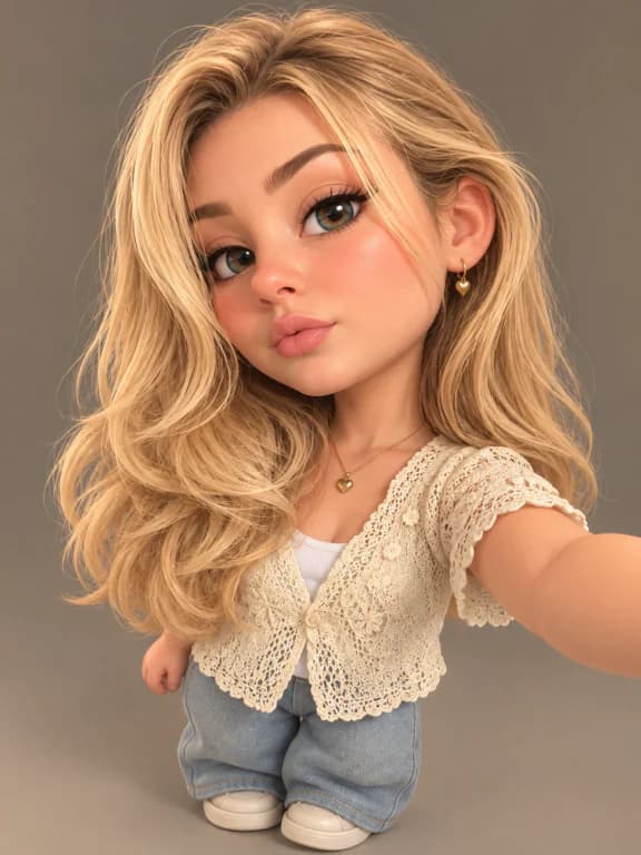 金髪女性の写真を3Dアニメ風に変換した自撮りアバター