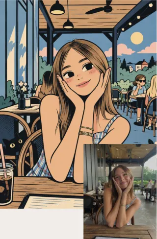 写真アニメ化のアップロード例と元画像